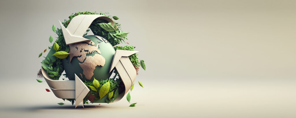Recycle symbol , Eco friendly earth background.